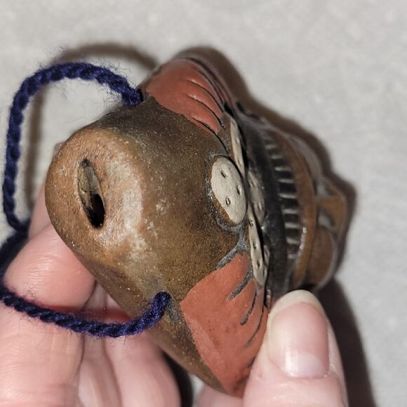 Vtg Peruvian Terra Cotta Clay Pottery Whistle Flute Folk Art Handcrafted Tribal - Picture 4 of 6
